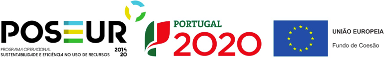 logo da POSEUR, de Portugal 2020 e da União Europeia